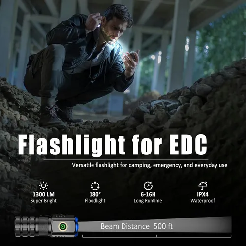 Miniatura 2 de Mini linterna LED portátil, recargable EDC pequeña linterna de bolsillo 6 modos de iluminación con clip magnético impermeable para camping