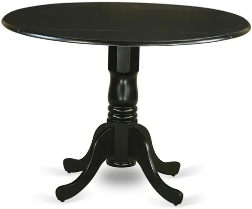 Miniatura 6 de East West Furniture DLDL3-BLK-W - Juego de muebles de comedor de 3 piezas que contiene una mesa de cocina redonda con gotas y 2 sillas de comedor