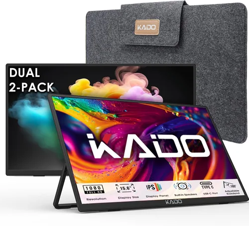 Miniatura 10 de Kado Monitor portátil FHD de 15.6 pulgadas para laptop, segunda pantalla de 1080p IPS 1920x1080 HDMI USB-C, extensor de pantalla para laptop