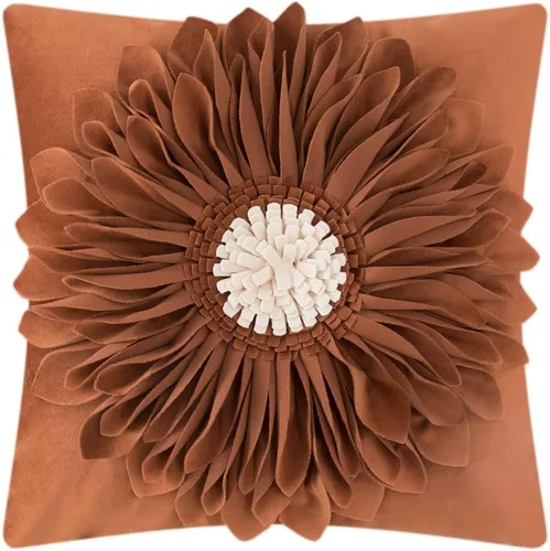 OiseauVoler Funda de almohada decorativa de girasol 3D, fundas de almohada hechas a mano para sofá, casa de campo, decoración de sala de estar, 18 x