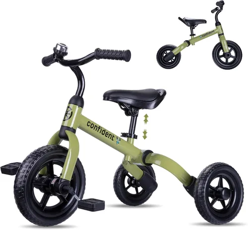 Miniatura 11 de YGJT Triciclo 3 en 1 para niños de 2 a 5 años, bicicletas de equilibrio plegables para niños con asiento ajustable y pedal extraíble, juguetes
