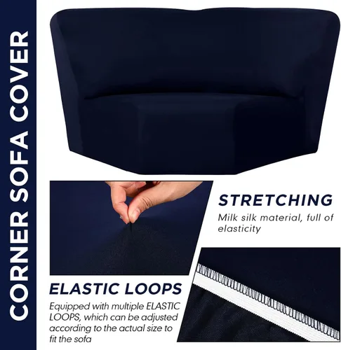 Miniatura 4 de Weysat Funda para Sofá de Esquina Elástica Funda para Sofá de Esquina Protector de Muebles para Sala de Estar Sofá Seccional Reclinable Funda