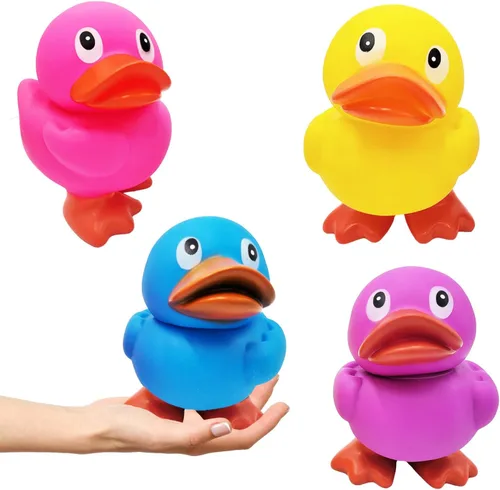 The Dreidel Company Juguete de pato de goma gigante con aletas, patitos de goma gigantes para niños, baño, baby shower, cumpleaños, actividad en la