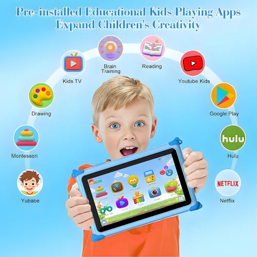 Miniatura 2 de Tableta infantil de 7 pulgadas para niños de 3 a 7 años, 32 GB, con funda protectora, tabletas de aprendizaje Android para niños con WiFi, YouTube