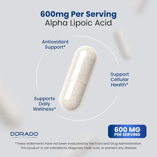 Miniatura 4 de Ácido alfa lipoico de 600 mg por porción, 60 cápsulas, potente antioxidante para neuropatía y salud cardiovascular (suplemento ALA) - Probado por