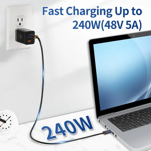 Miniatura 3 de Cable USB C macho a macho de 1.64 pies, compatible con Thunderbolt 4/3, USB4/3, soporta carga rápida de 240 W (48 V/5 A máximo), transferencia