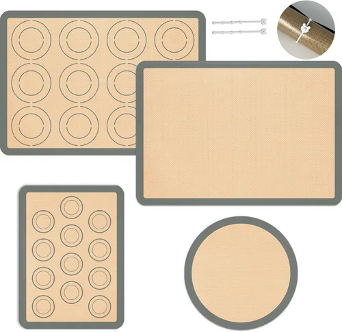 Miniatura 14 de Alfombrilla de silicona para hornear, paquete de 3 alfombrillas reutilizables para hornear, antiadherente, alfombrillas de silicona seguras