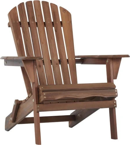 Miniatura 9 de Juego de 2 sillas Adirondack plegables de madera, sillas de madera para jardín al aire libre, silla de patio de madera de cedro maciza para jardín
