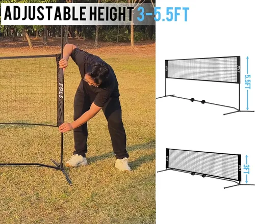 Miniatura 5 de FDLS - Red de bádminton y pickleball portátil de 10 pies con bolsa de transporte para interior y exterior Altura ajustable Fácil de montar