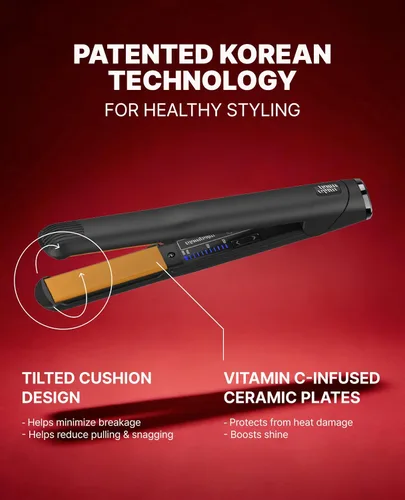 Miniatura 4 de GLAMPALM Plancha de pelo 1" de cerámica con placas vibratorias, herramienta profesional de salón No. 1 de Corea con cable giratorio 3D y voltaje