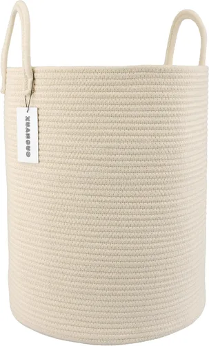 Miniatura 8 de XUANGUO - Cesta de lavandería de cuerda de algodón, cesta tejida de almacenamiento para ropa, cesta de mimbre para sala de estar, dormitorio, cesta