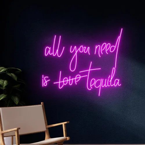 Miniatura 2 de Letrero de neón con texto en inglés «All You Need Is Tequila» de 23 pulgadas, para decoración de pared para el hogar, bar, pub, club