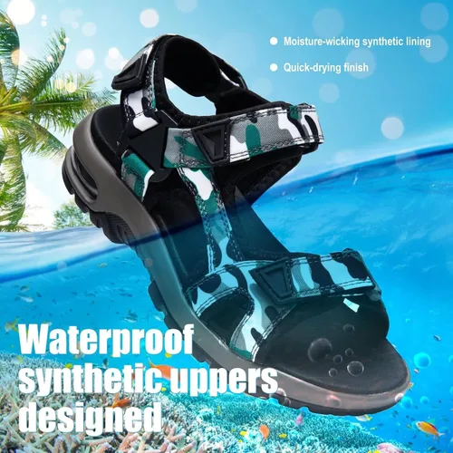 Miniatura 4 de visionreast Sandalias para niños con estampado de camuflaje para niños, sandalias deportivas de moda para exteriores, sandalias atléticas