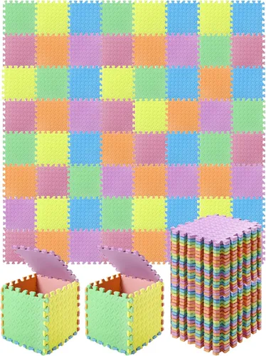 Shihanee Alfombrillas de espuma para el suelo, tapetes de juego a granel con bordes entrelazados para gimnasio, guardería, dormitorio (64 pies,