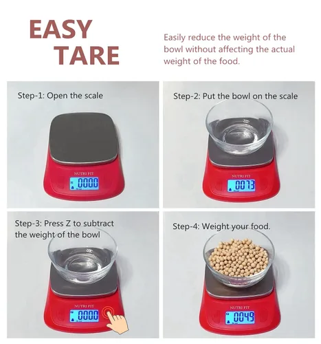 Miniatura 4 de NUTRI FIT Báscula digital ultradelgada para cocina, 0.03 oz (1 g), medida de incremento en lb oz ml, peso de alta precisión en gramos y onzas