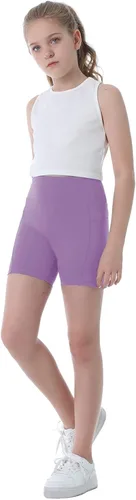 kowlion Pantalones cortos de yoga para niñas con bolsillo, UPF 50+, de secado rápido, leggings de boleibol, motociclista, elastano, atlético, para