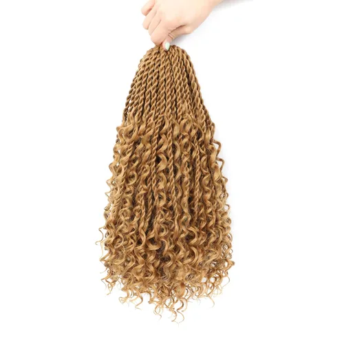 Miniatura 31 de Cabello senegalés de ganchillo con extremos rizados, 12 pulgadas, 8 paquetes de cabello bohemio de ganchillo con rizos de diosa, rizos de ganchillo