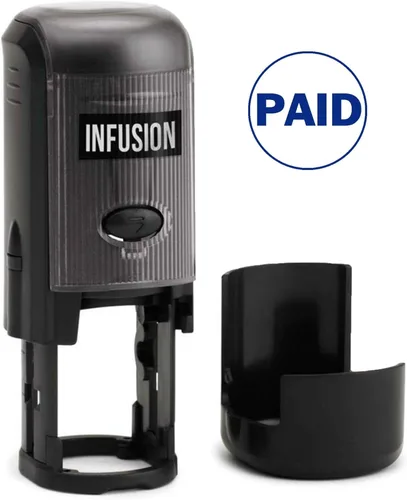 Infusion Sello de goma autoentintado redondo de pago (3/4 '' de diámetro) - Tinta azul Pagado