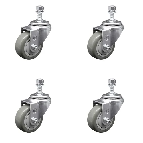 Miniatura 22 de Rueda giratoria de poliuretano con vástago roscado con rueda gris de 3 x 1.25 pulgadas y vástago de 1/2 pulgada - Capacidad de 300 libras/ruedas