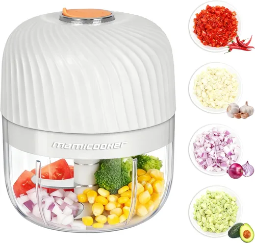 Picador eléctrico de ajo, mini picador portátil de verduras, molinillo de ajo de 8.5 fl oz, triturador de cebolla, licuadora a verduras, procesador