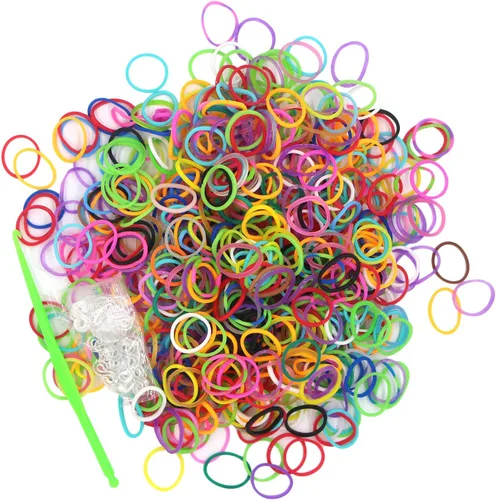 Miniatura 13 de Kit de 3000 bandas de goma de telar con 75 clips, 5 ganchos, kit de fabricación de pulseras de primera calidad para niños, tejer, regalo de A-Café