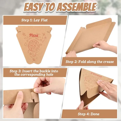 Miniatura 3 de Teenyyou 36 cajas de pizza desechables individuales para rebanadas de pizza de 9.65 x 7.28 x 1.77 pulgadas, soporte individual para suministros
