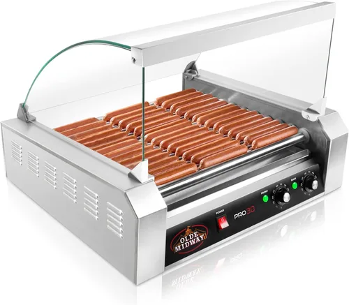 Miniatura 8 de Olde Midway - Máquina eléctrica de cocción para 12 perros calientes con 5 asadores giratorios, con tapa, de 700 Watts, de calidad comercial