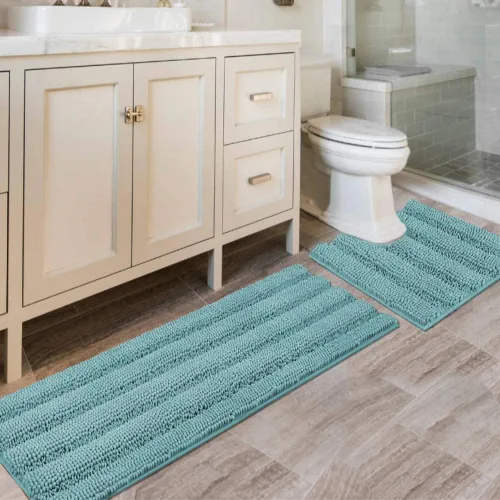 Miniatura 75 de H.VERSAILTEX - Alfombras de baño, juego de 2 piezas, alfombra de contorno para baño, juego de alfombras para inodoro, alfombra antideslizante