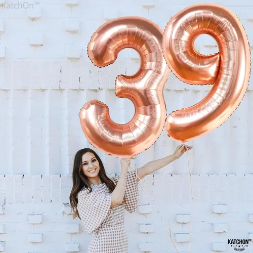 Miniatura 3 de KatchOn, Globos grandes del número 39, color negro, 40 pulgadas, globos de números 39, decoraciones de cumpleaños de 39 para hombres, globos