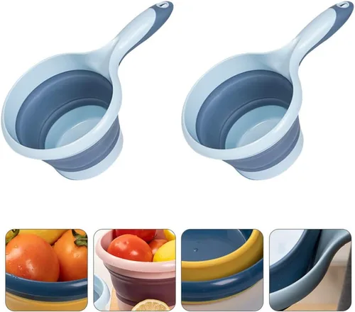 Miniatura 8 de Yardwe Cucharón de agua plegable con mango largo, cuchara de agua plegable portátil con gancho para colgar de 10.62 pulgadas, para uso doméstico