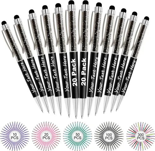 Miniatura 53 de Bolígrafos personalizados con nombre y texto, bolígrafos de diamantes de cristal personalizados a granel, 10 bolígrafos, regalos para mujeres