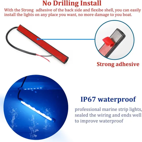 Miniatura 6 de Boaton Luces LED para pesca nocturna marina, luces interiores de cortesía para barco, sin necesidad de perforar, azul 10 piezas azul (Blue)