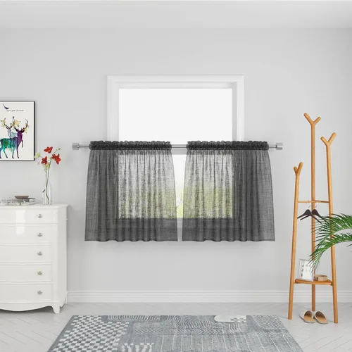 Miniatura 84 de UPOPO Paneles de Cortina Beige Pequeños Cortinas Transparentes de Gasa de 16 Pulgadas de Largo Cortinas de Cocina de Voile con Textura de Lino