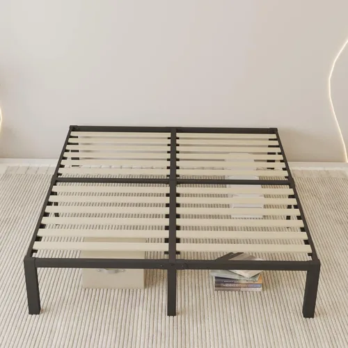Miniatura 2 de ROIL - Base de cama de 18 pulgadas tamaño matrimonial con listones de madera - Capacidad de carga de 3500 libras, sin necesidad de somier, con topes