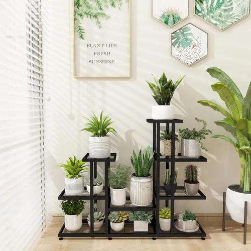 Miniatura 4 de Soporte de esquina para plantas de interior de 5 niveles y 16 macetas, soportes de metal para plantas de exterior, estante de flores, soportes