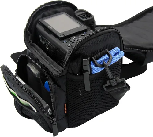 Miniatura 5 de FOSOTO Funda impermeable (con cubierta de lluvia), color negro, compatible con Canon EOS M10 M6 M2 Mrak II M50 M100 Rebel T3i T4i T5 SL1, Nikon P600