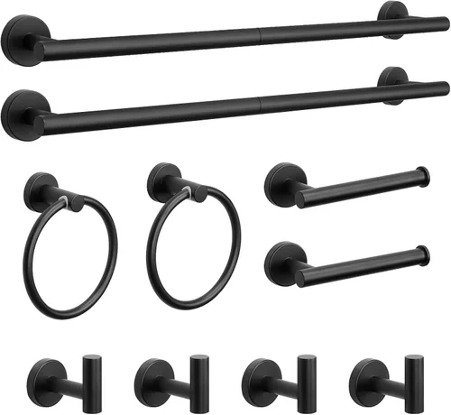 Miniatura 9 de NearMoon Juego de 5 piezas de accesorios de baño SUS304 de acero inoxidable grueso, incluye barra de toalla de 24 pulgadas, anillo de toalla
