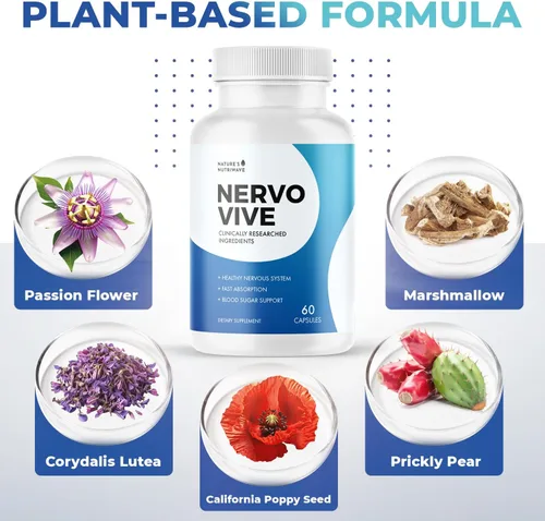 Miniatura 4 de Suplemento de apoyo nervioso Nervovive, suplementos de fórmula avanzada para la salud nerviosa, suplemento totalmente potente natural, máxima fuerza