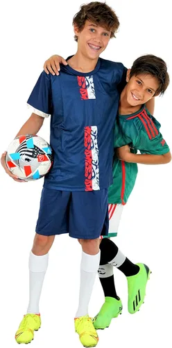 Miniatura 9 de PAIRFORMANCE Uniformes de fútbol para niños, camiseta deportiva de equipo y pantalones cortos para niños, ropa deportiva, unisex, de 4 a 14 años