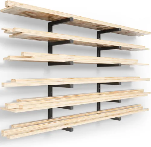 YYR Organizador de madera y estante de almacenamiento de madera, estante de metal resistente con 6 niveles que soporta hasta 1200 libras, uso en