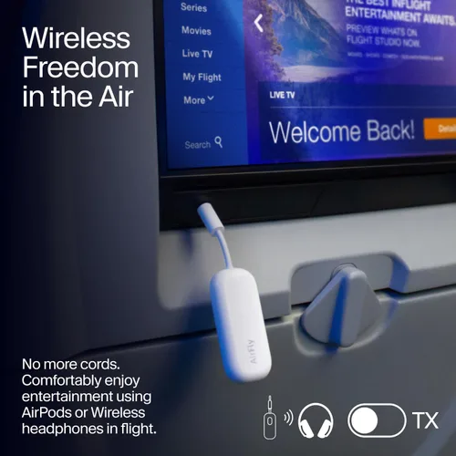 Miniatura 4 de Twelve South AirFly Pro Adaptador Transmisor/Receptor Bluetooth Inalámbrico para 2 Auriculares, Compartir Audio, Compatible con Jack Auxiliar