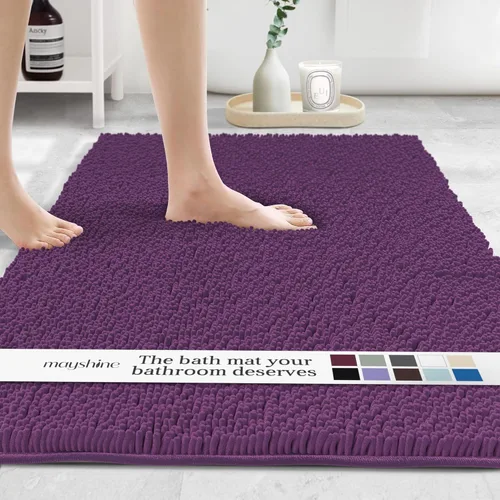 Miniatura 26 de MAYSHINE Alfombra de Baño de Chenilla Afelpada Extra Suave, Súper Absorbente, Alfombra de Baño Antideslizante Microfibra Esponjosa