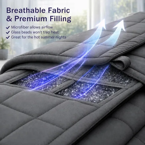 Miniatura 30 de Manta con Peso Azul para Adultos 12 libras, 48"x72", Tamaño Twin Full Manta Pesada Refrescante para 110-130 libras, Mantas Grandes de Microfibra