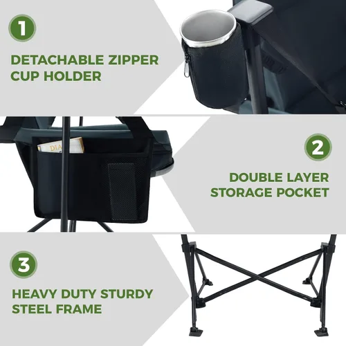 Miniatura 6 de EVER ADVANCED Hamaca acolchada para camping, silla columpio de gran tamaño resistente con portavasos desmontable, silla mecedora plegable portátil