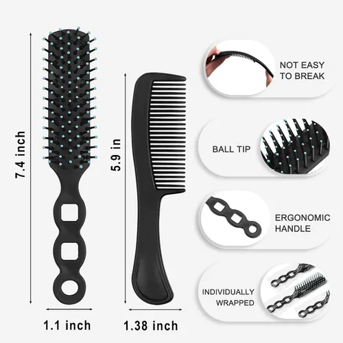 Miniatura 2 de Juego de cepillo y peine para el cabello, 100 piezas a granel para personas sin hogar envueltas individualmente, cepillo y peine ligero para mujeres