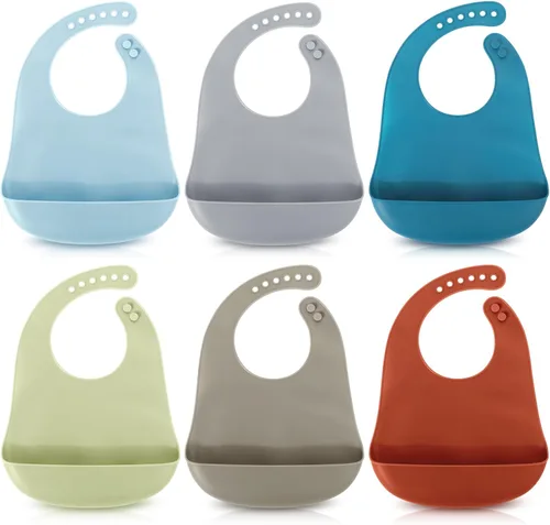 Miniatura 9 de Mepase Baberos de silicona impermeables Baberos de silicona suaves ajustables para alimentación de bebés unisex suministros de alimentación
