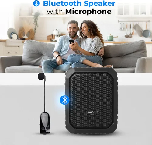 Miniatura 2 de Amplificador de voz inalámbrico con Bluetooth 5.3 Sistema PA portátil de 18 W con clip de cintura, micrófono megáfono recargable impermeable