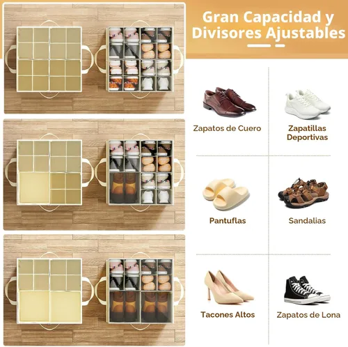 Miniatura 2 de NestOrganix Paquete de 2 organizadores de zapatos para armario, contenedores de almacenamiento grandes para zapatos, organizador plegable