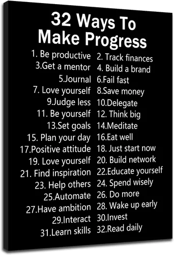 Miniatura 43 de Motivational Wall Art 1% Better Every Day Quote Framed Canvas Poster Inspirational Wall Decor for Office Gym Study Room Small Size Growth Mindset