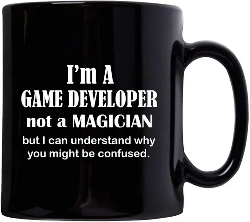 Miniatura 2 de Im a Game Developer Designer Mug Coffee Tea Cup Black Ceramic 11oz - Not a Magician - Cute Gifts for Video Gaming Design Dev Team Development Funny